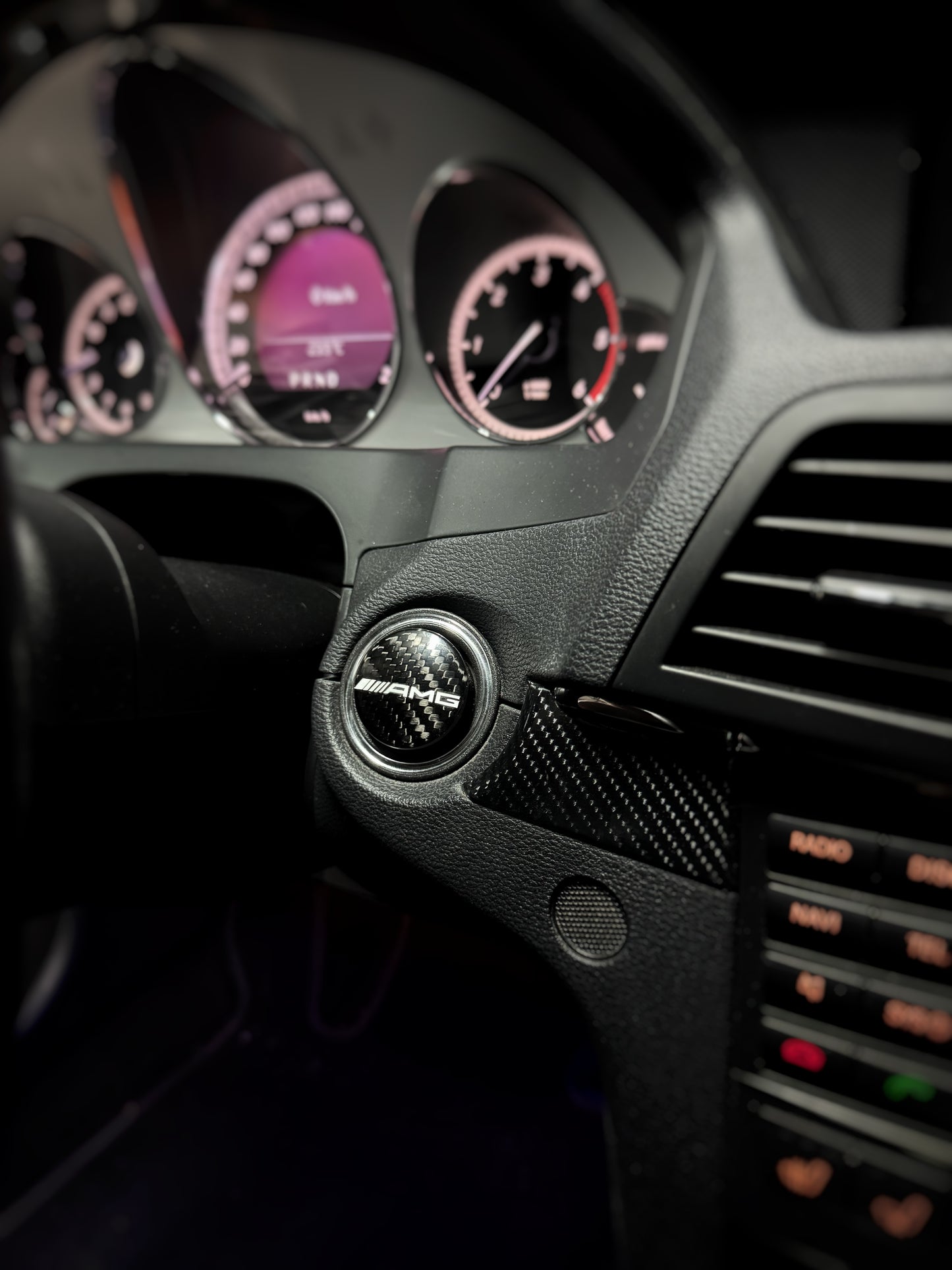 100% Carbon Fiber Sart And Stop Button One Key Mercedes Benz